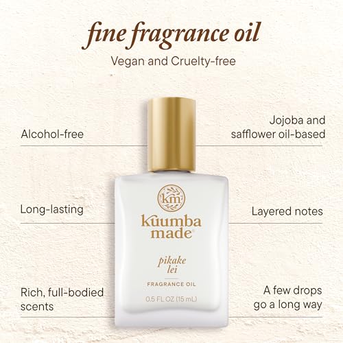 Image of Kuumba Made Pikake Lei Fragrance Oil Roll-On, Alcohol-Free, 0.5 Fl Oz | Long-Lasting Scented Oil with Jasmine, Bergamot, Gardenia Notes, Botanical, Skin-Friendly Perfume Roller, Vegan, Cruelty-Free