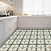 IVN 10PCS 12x12 Inch Peel and Stick Vinyl Floor Tiles Green Orange Vintage Floral Boho Mediterranean Self Adhesive Removable Flooring Stick On Tile Sticker for Kitchen Bathroom Home Decor