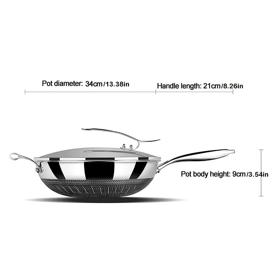 ZJWD Wok En Acier Inoxydable 316, Poêle à Induction Antiadhésive Double