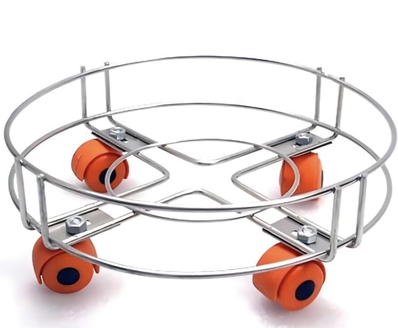 RUDRA INDUSTRIES Stainless Steel Cylinder Trolly,Cylinder Stand,Cylinder Trolly with Movable Tyres Flower Pot Stand,Water dispencer Stand (1PCS) (Standard) (B0D4GVC2TT) Amazon Price History, Amazon Price Tracker