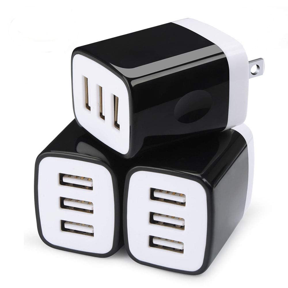 Wall Charger Adapter,USB Cubes,Sicodo 3Pack Universal Travel 3.1A 3 Muti Port Plug Charging Block Compatible with iPhone 17,16,15,14,13,12,11,X,Plus,Samsung Galaxy S25,S24,S23,S22,S21Ultra,Plus,LG