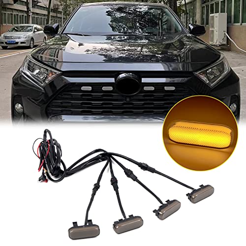 Image of HIGH FLYING for Toyota RAV4 2019-2025 Car Accessories Front Center Grille Insert LED Lights ABS 4pcs Smoked Lense (Not Suitable For Prime & Adventure)