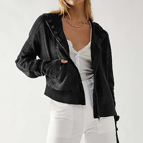 Pull décontracté à capuche pour femme veste longue zippée mode automne