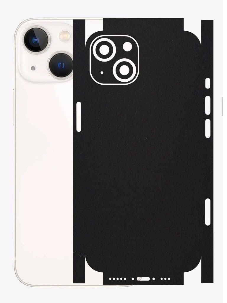Compatible for iPhone 13 - Mobile Back Skin Sticker Wrap - Lamination - Rear Screen Guard Protector (Coverage - Back+Camera+Sides) (Design - Matte Black)