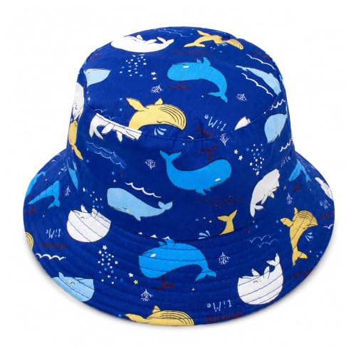 Image of VRITRAZ Unisex Kids Printed Bucket Hat | UV Protection Sun Hat with Adjustable Chin Strap & Summer Beach Travel Outdoor Cap for Toddlers & Children (4-12 Years)