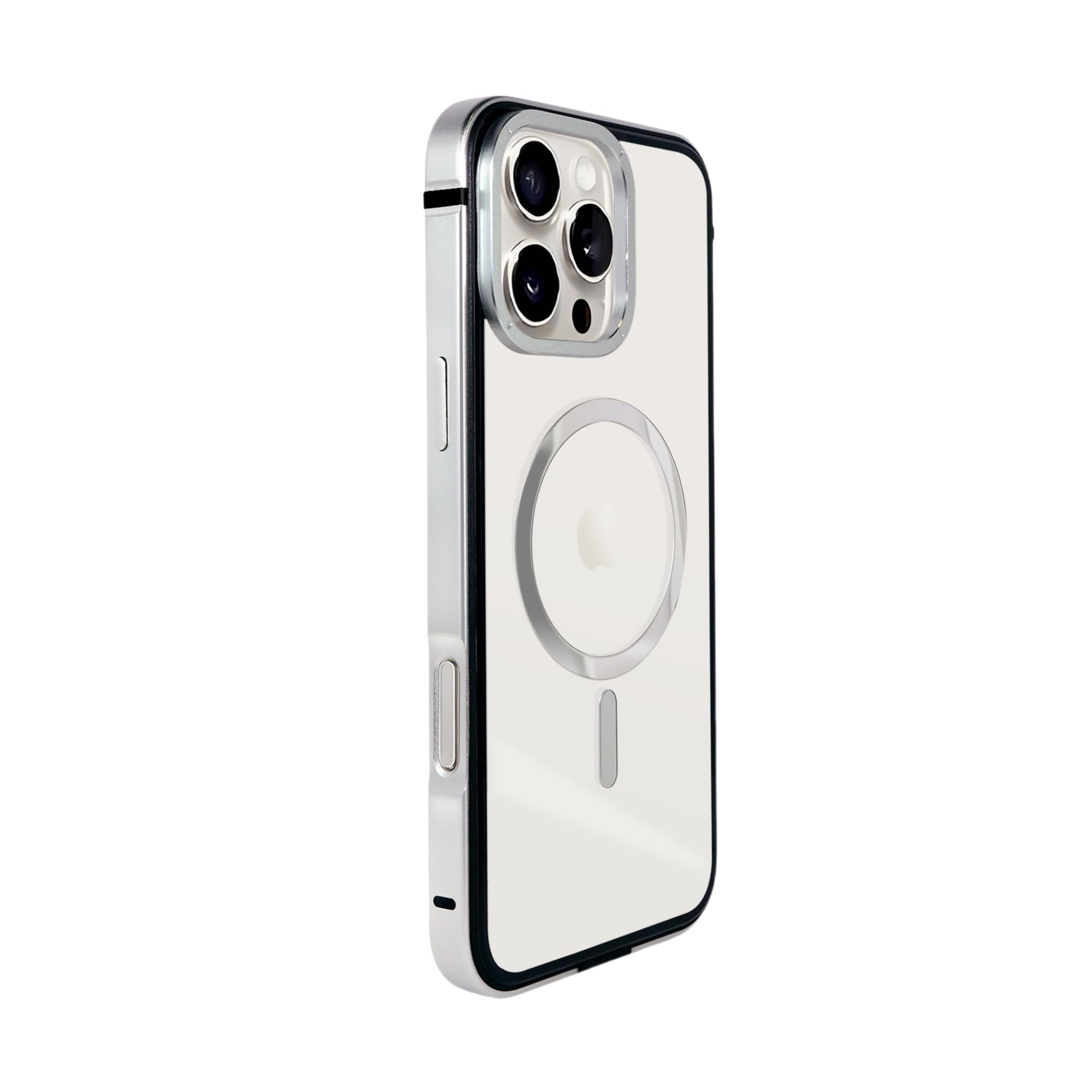 Amazon.co.jp: iPhone 16 Pro 向け ケース アルミバンパー 透明背面