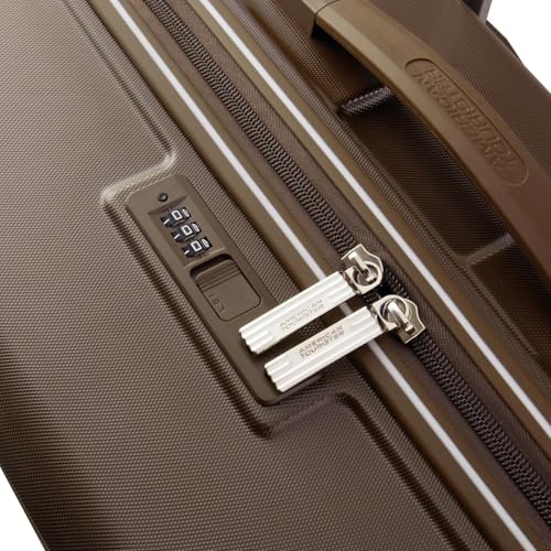 Image of American Tourister Travix | Check-in Trolley Bag (67 cm) | 360 8 Wheel Travel Luggage | Hard Case Polycarbonate Suitcase | Recessed Combination Lock | Coffee