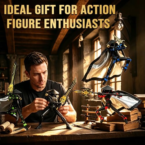 Image of Assembly Completed 2026 New Titan 13 Action Figure,Lucky Robot 13 Action Figures 3D Printed Multi Jointed Movable Figure,Nova 13 Action Figure for Collectors Desktop Decorations (Black White)