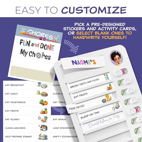 Image of Chore Chart for Kids - Daily Routine Chart for Kids with Checklist & Stickers, Magnetic Kids Chore Chart - 360 Pcs Set of Chore Board Visual Schedule for Kids with Autism & Best ADHD Tools for Kids