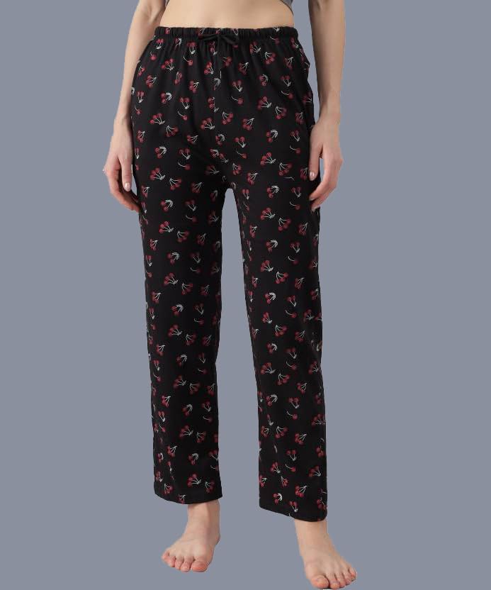Image of Women's Cotton Pyjama, Drawstring Waist with Pockets, Soft Comfortable Sleepwear - (Pack of 3)