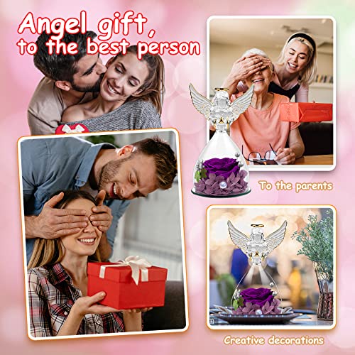 Ahnner Mom Gifts For Mothers Day Angel Roses Gifts For Women Wife Girlfriend Mom Grandma, Preserved Flowers Glass Angel With Real Rose Inside Gifts For Valentine's Day Birthday Christmas (Purple) #TOP6