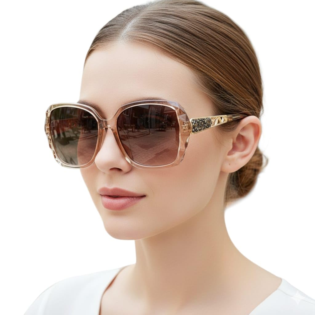 eymen i Oversized Sunglasses for Women Square Polarized Sparkling Frame-picture-40