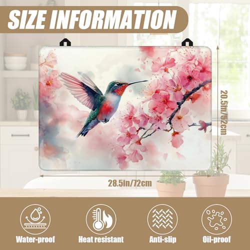 Image of HummingBird Cherry Blossom Stove Top Covers for Electric Stove, Spring Flower Electric Gas Stove Pad Heat Resistant Range Cooktop Protector for Home Decor Kitchen 28 inchx20 inch