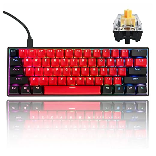 GTSP Gk61 SK61 60% Mechanical Keyboard, Custom Hot Swappable 60 Percent Gaming Keyboard with RGB Backlit, NKRO, Water-Resistant, Type-C Cable for Win/PC/Mac (Gateron Optical Yellow, Milan)