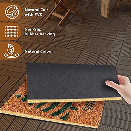 Image of Onlymat Christmas Coir Doormat With Non-Slip PVC Backing for Gateway, Entryway, Outdoor, Indoor, Patio - Durable and Large, Weatherproof Multicolour, Merry Christmas and Tree Printed Rug (60cm x 1.5cm x 40 cm)