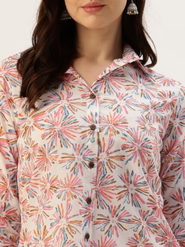 Image of feranoid Classic Collared Cotton Shirt with 3 /4 Sleeve for a Timeless Casual Look