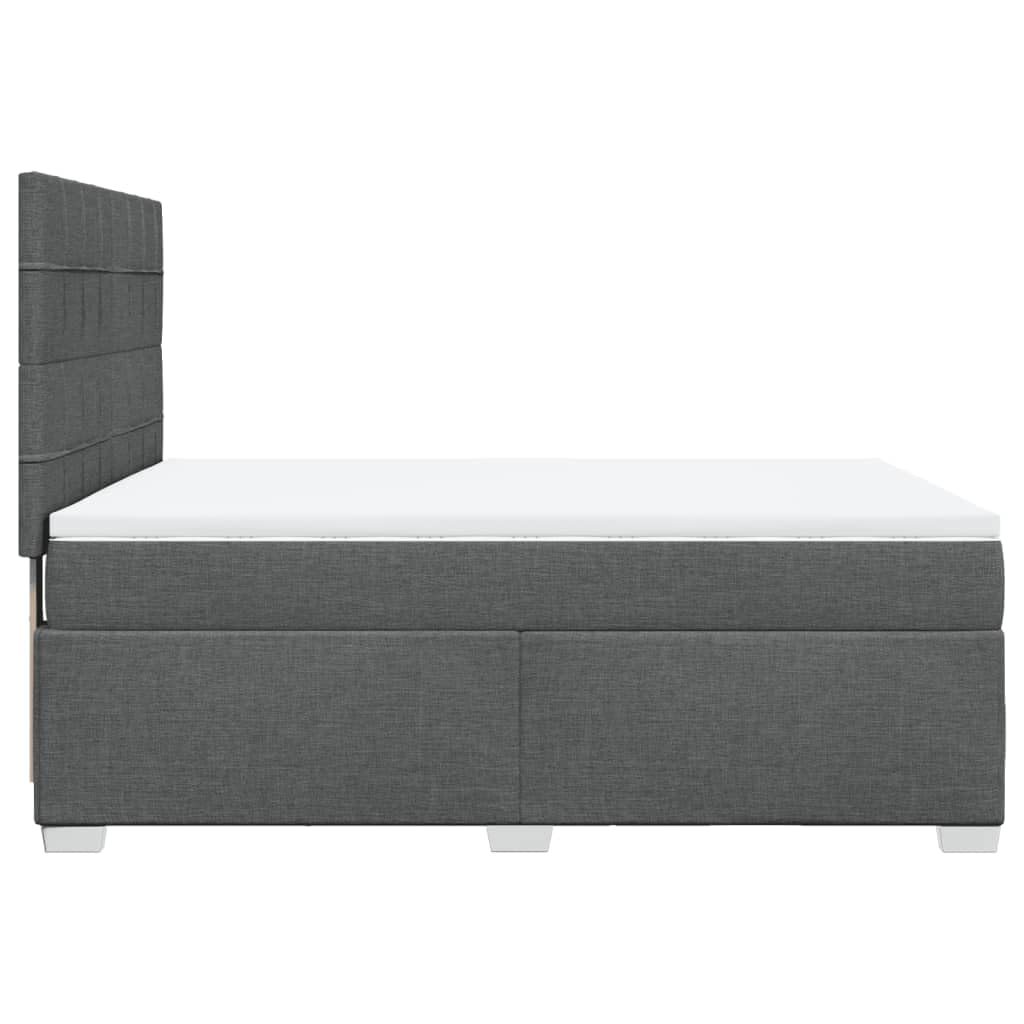 Cama con somier de 160 x 200 cm, color gris oscuro, con colchón y sobrecolchón de muelles ensacados de pino medio, altura regulable