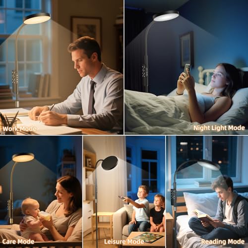 Floor Lamp, Adjustable Height Floor Lamps for Living Room Bedroom, 120 LED Super Bright Standing Lamp Remote & Touch Control Dimmable Gooseneck Tall Stand Reading Lamp for Office Craft, Black - Image 7