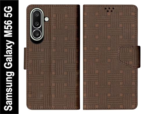 Image of SBMS Flip Cover for Samsung Galaxy M56 5G 6.7 Inch Back Cover Case with Magnatic Closure | Inbuilt Stand | Card & Money Pocket (Mat Brown)