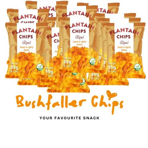 Bushfaller Ripe Plantain Chips, Naturally Sweet, Serious Crunch, Healthy Vegan Snack Made with 100 Percent Vegetable Oil, Non-GMO, Zero Sugar, No Preservatives, 1.2 oz Bags, 6-Packs, Pack of 12 image 2