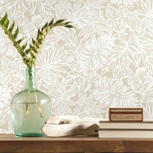 Pixie Daisy Peel and Stick Wallpaper Floral Watercolor Flowers Vinatge Pattern Design Tropical Palm Leaves Wallpaper Contact Paper Botanical Wallpaper Removable Wall Decor Self Adhesive 16.5By87INCH
