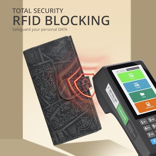 Image of Real Leather Women Wallet Leather with RFID Blocking -Trifold Card Holder Designer Ladies Clutch with ID Window Wallets
