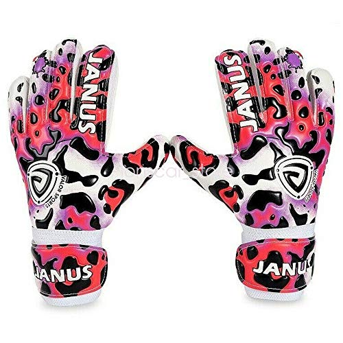 Rayauto Kids Child Youth Soccer Goalkeeper Gloves with Pro Fingersave, 3mm Natural Latex Palm Match Training for Boy Girl Size 4-7,Colored Leopard Series (Purple,Size 5)
