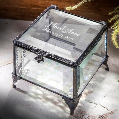 Personalized Baby Keepsake Box Customized Baptism Christening Gift Beveled Glass Box 326 EB217-2 J Devlin