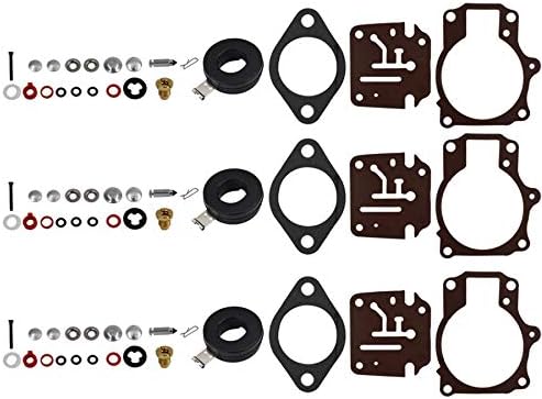 ALL-CARB 3 x Carburetor Carb Rebuild Repair Kits and Float Replacement for Johnson Evinrude 396701 65 70 75 HP