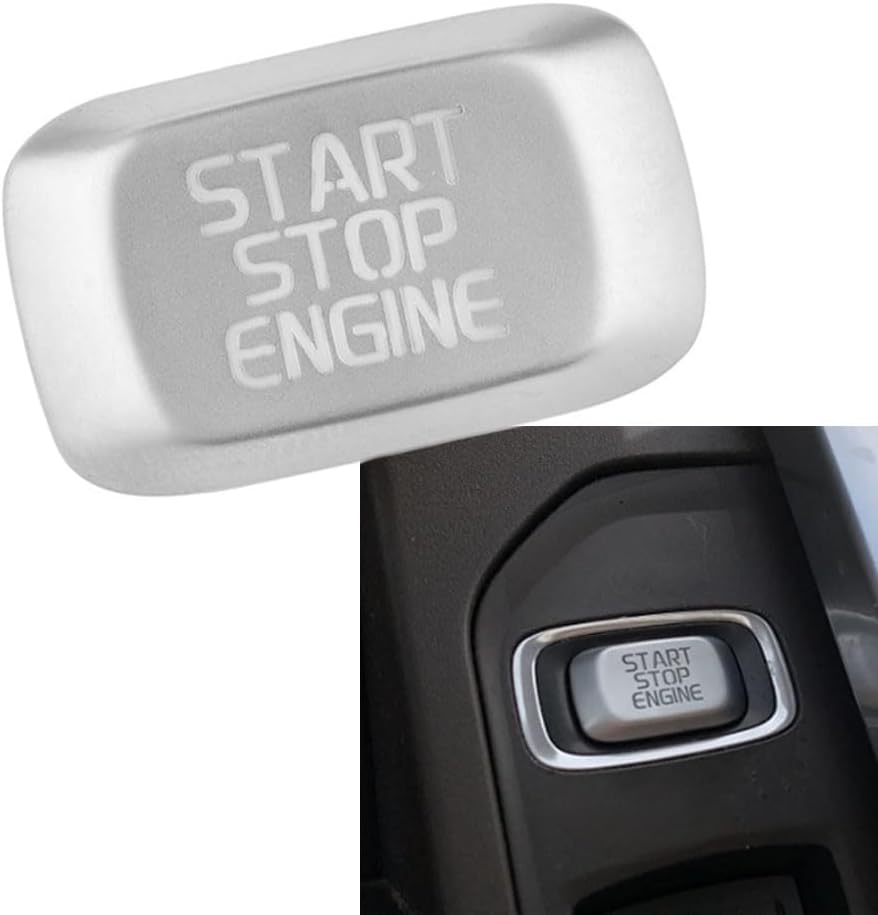 Car Engine Start Button Replace Cover Stop Switch Key Decor for Volvo V40 V60 S60 XC60 S80 V50 V70(Silver)