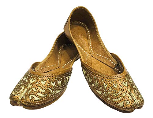 Image of Ladies Copper Punjabi Jutti Ethnic Mojari Handmade Leather Indian Jooti