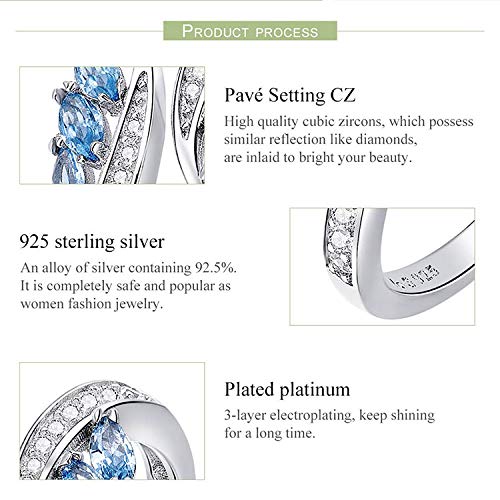 Bague ajustable femme argent S925 bleu willow shape chic
