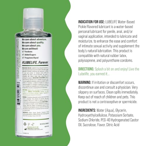 Image of LUBELIFE Dill Pickle Flavored Water Based Lube Personal Lubricant 8 fl oz