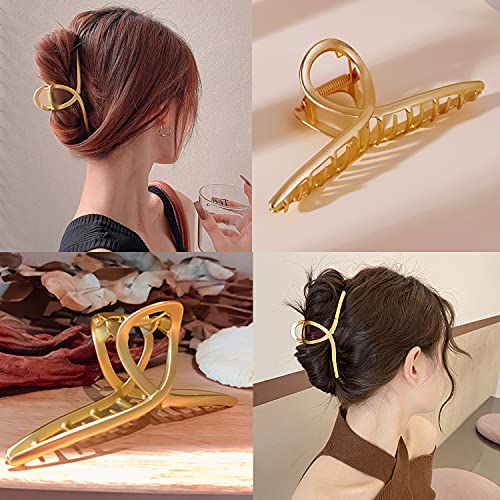 Large Hair Clips For Thick Hair, Aibee 4Pcs Large Metal Hair Claw Clips Nonslip Big Gold Hair Clamps Claw Hair Clips For Women And Girls Thin Hair Strong Hold Hair Clips For Thick Hair #TOP3