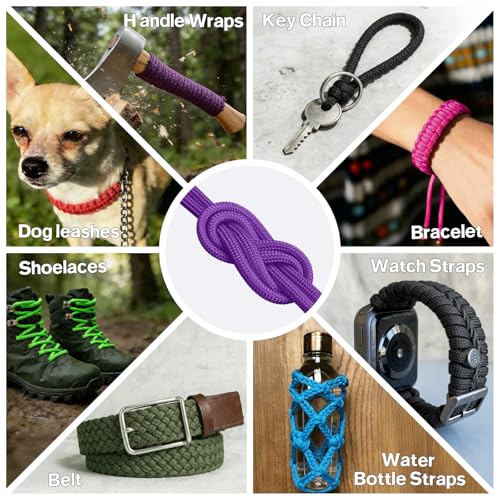 Paracord Rope 750 - Parachute para Cord 4mm 11 Strand Spool Rope Utility Nylon String for Outdoor Camping Survival Utility Tent Crafting DIY Projects - Purple 100ft - Image 6