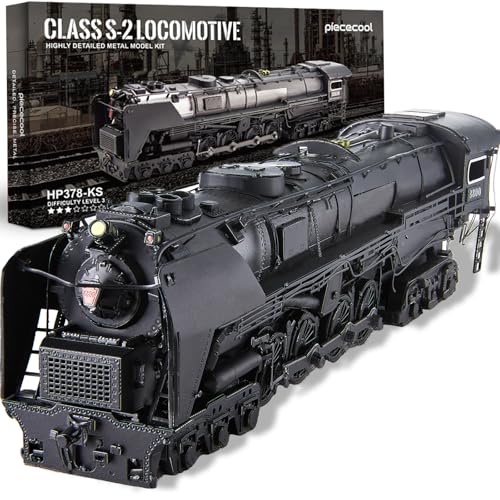 Piececool Maquette 3D Métallique Locomotive à Vapeur S-2 - Puzzle Modèle Train à Vapeur en Acier Inoxydable - 448 Pièces - Cadeau et Objet de Collection pour Adultes