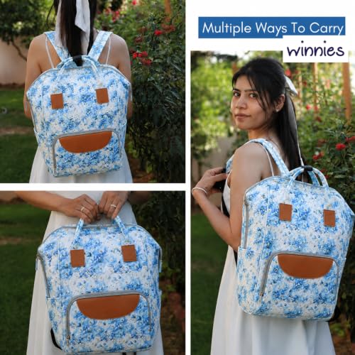 Image of Winnies Diaper Bag Backpack with Secure Front Buckle - Waterproof Maternity Travel Backpack with Large Capacity, Insulated Bottle Holders & Multiple Internal Pockets