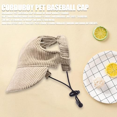 Hunde Baseballmütze, Verstellbar Sommer Sonnenschutz Hut Sonnenhüte mit Ohrlöchern, Haustier Sommer Hut für Welpen Hunde Mütze (Khaki, M)