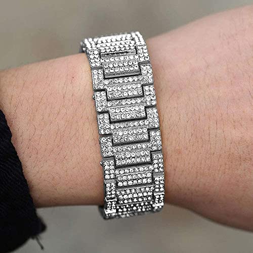 Apzzic 21mm Mens Iced Out Bracelet Bangle Hip Hop Gold Plated CZ Diamond Cuban Link Bracelet4