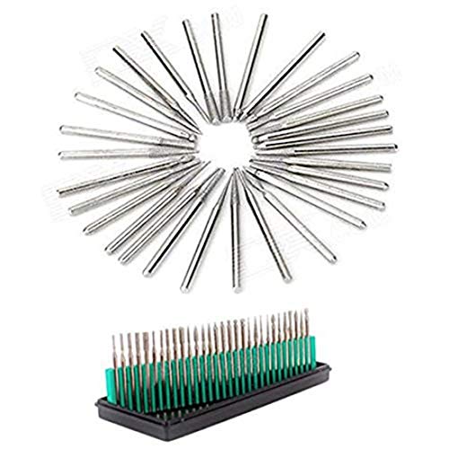 Image of DIY Crafts 30 Pieces Rotary Tool Bits - Diamond Tipped Deburring and Engraving Set - For a Range of Surfaces in a Variety of Sizes (Shape No # 4, Diamond Burr)