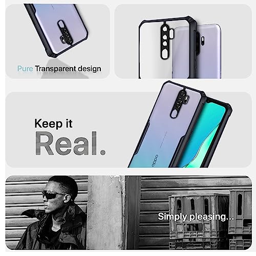 Image of Pikkme Oppo A5 2020 /A9 2020 Back Cover Crystal Clear Transparent Back Ultra Hyrbid Full Camera Protection Raised Edge Bumper Back Case for Oppo A5 2020 /A9 2020 (Plastic, Black)