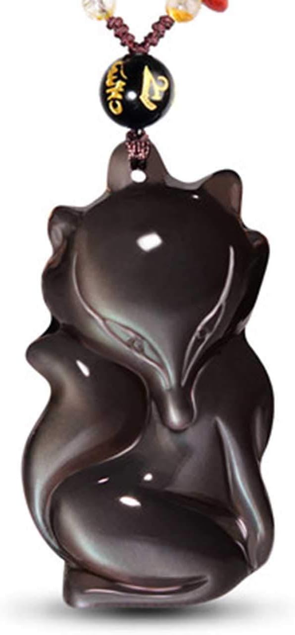 gshhdfjm] 黒曜石フォックスペンダントレディースネックレス