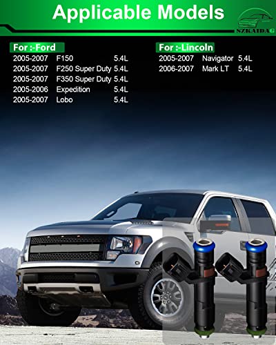SZKAIDAG Fuel Injectors for:-Ford F150 F250 F350 Super Duty 5.4L 2005 2006 2007 for:-Ford Expedition Lobo for:-Lincoln Navigator 2005-2007 for:-Lincoln Mark LT OE#FJ817 5C3Z9F593DA 5C3Z9F593DC - Thumbnail 4