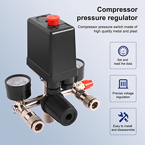 Dent-de-lion Air Compressor with Pressure Switch, 240V, 20A, 8kg Capacity, Alloy and Plastic, Black - Image 2