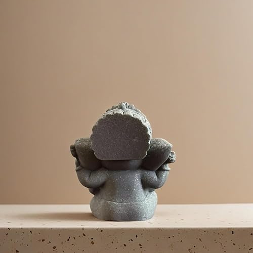 Miniatura 4 de livelyfish Estatua de elefante pequeño, estatua de arenisca, escultura hindú de Buda para decoración de acuarios de peceras (A)