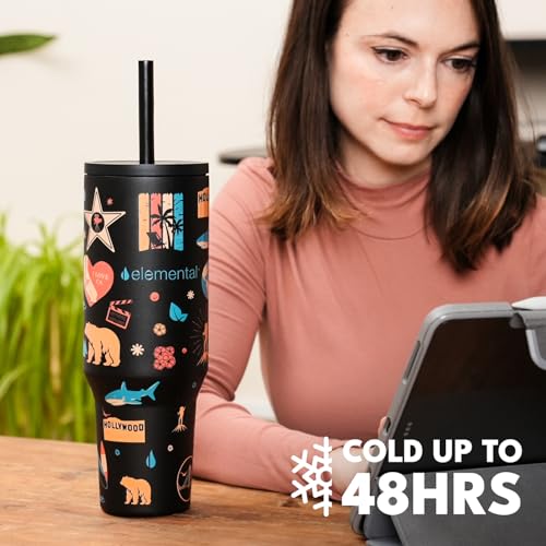 Image of Elemental Spill Proof 40oz Insulated Tumbler with Handle & Straw Travel Mug