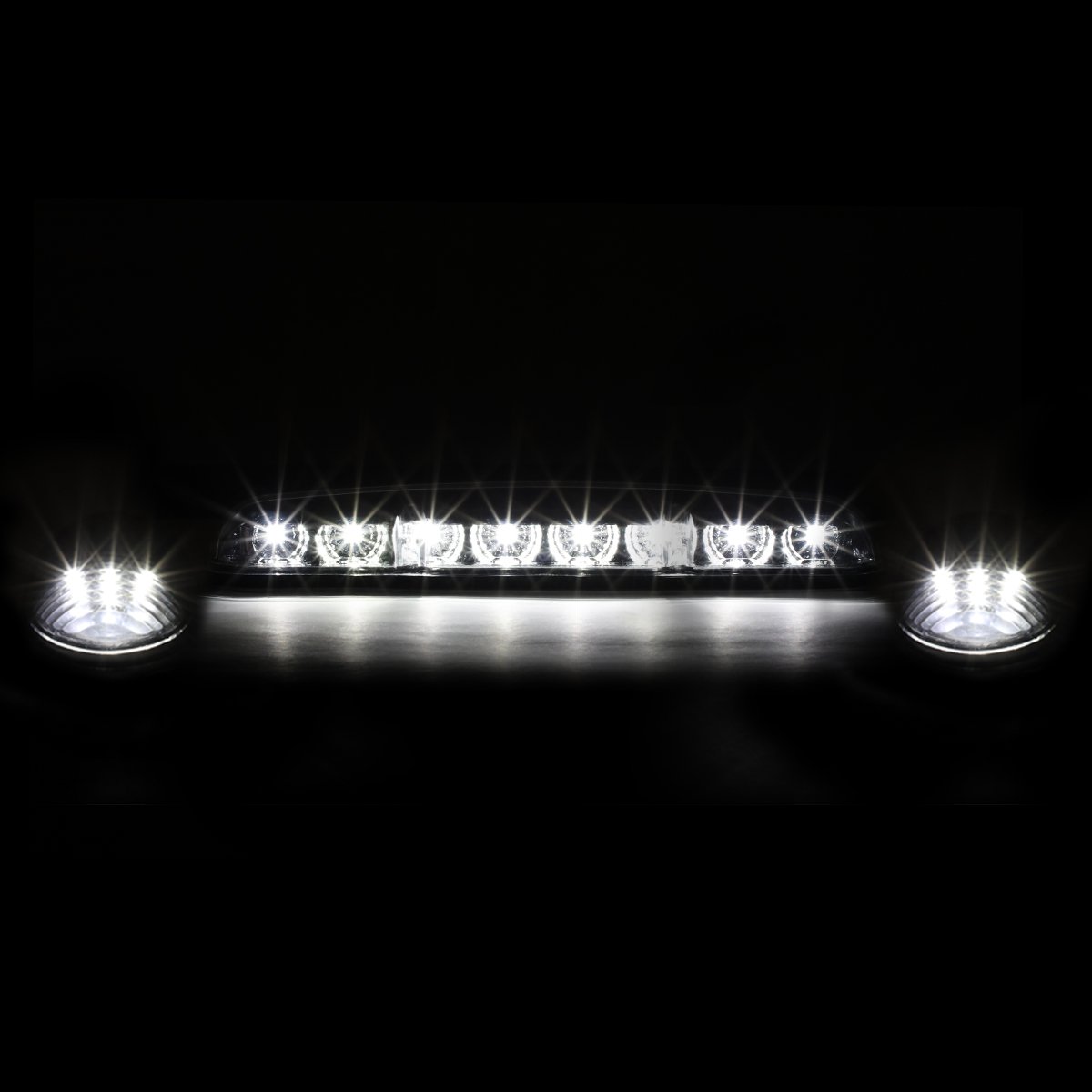 DNA Motoring CBL-CSIL02-SM-W LED Cab Roof Top Lens Center Light with Pair Side Lamp
