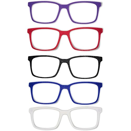 Kirby Style Magnetic Eyeglass Frame Toppers, 5-Pack, Multi-Color Collection, Square Style