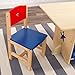 KidKraft Wooden Star Table & Chair Set with 4 Storage Bins, Children's Furniture – Red, Blue & Natural