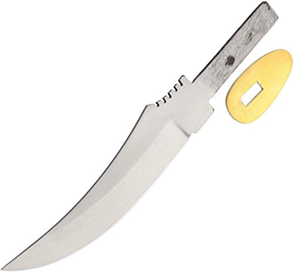Supplies 6.5" Slim Skinner Knife Blade Blank - Stainless Steel Clip-Point Blade with Brass Guard, Ideal for DIY Knife Making and Everyday Carry (EDC)